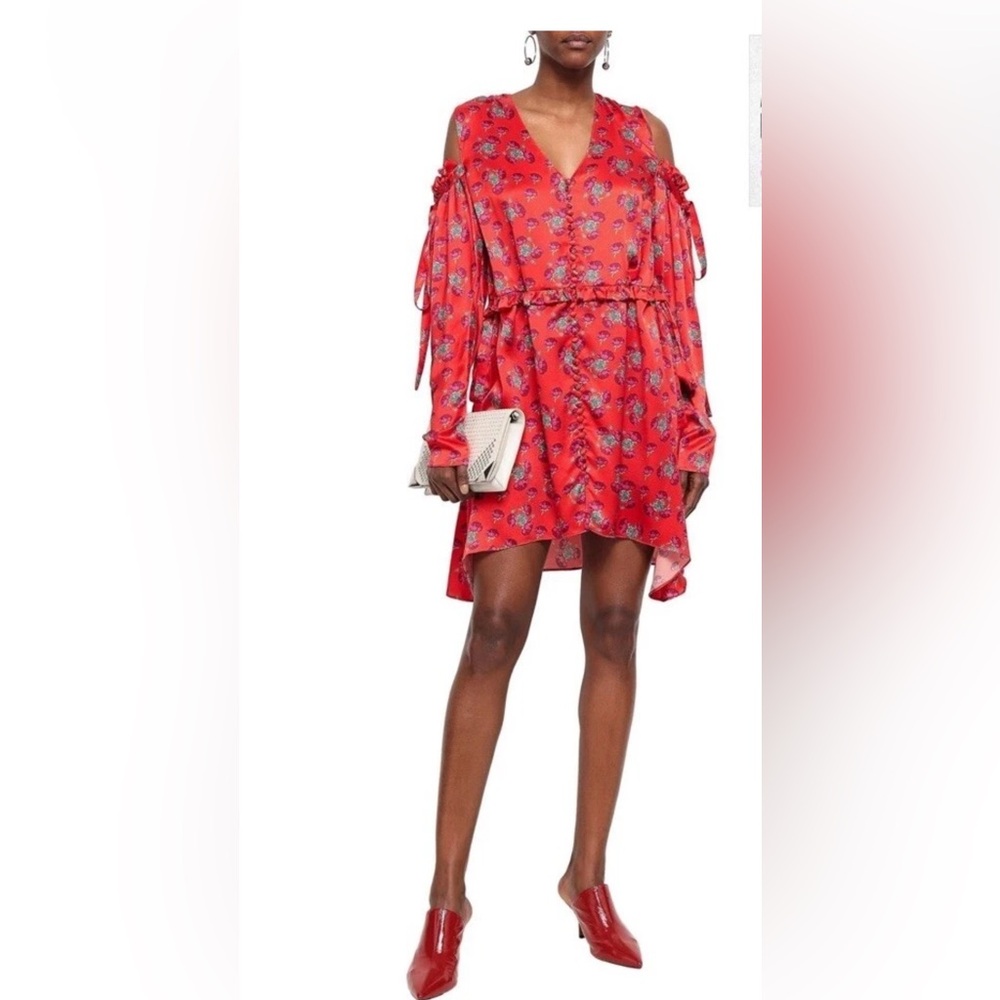 Magda Butrym Silk Elegant Red Floral Dress
